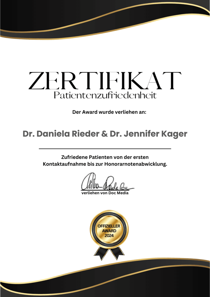 Zertifikat Patientenzufriedenheit – Dr. Rieder & Dr. Kager